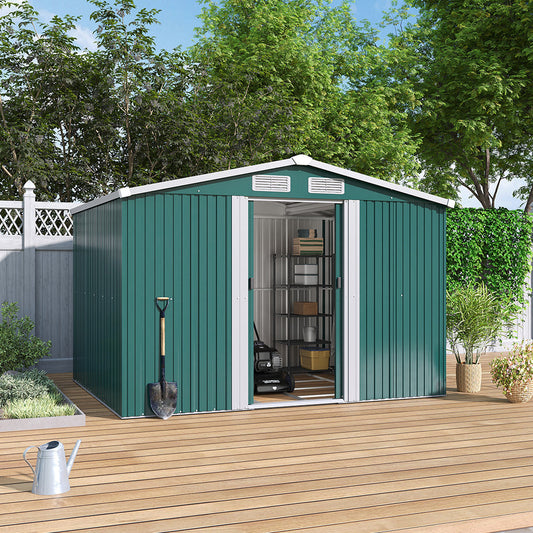 6x8ft Metal Garden Storage Shed With Gable Roof