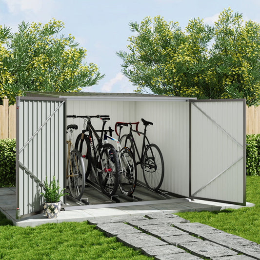 6x7ft Grey Garden Lockable Bike Storage Shed