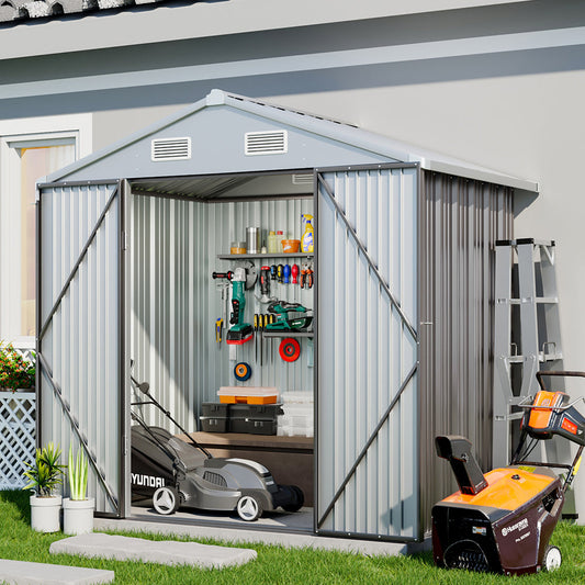 6x4ft Garden Metal Tool Storage Shed with Lockable Door
